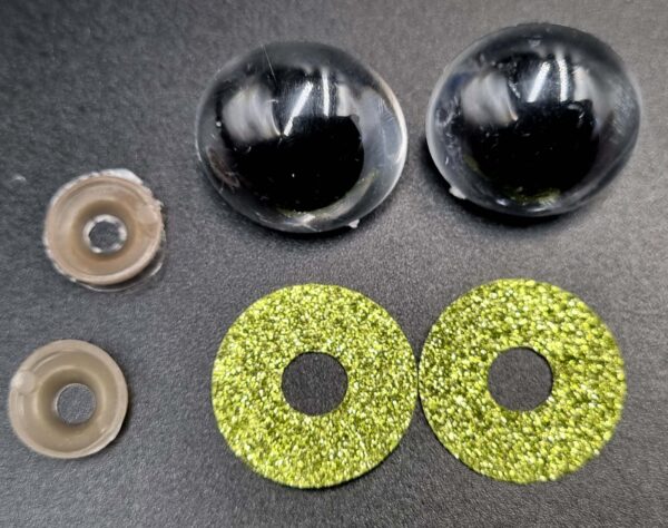 Oczy brokatowe jasne zielone bezpieczne oczka do rękodzieła oczka plastikowe do maskotek