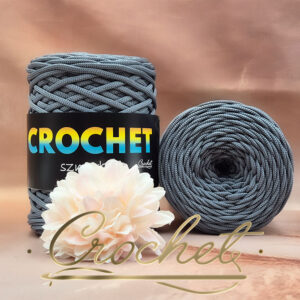 SZNUREK POLIESTROWY PŁASKI 5mm CROCHET – POPIELATY 100mb
