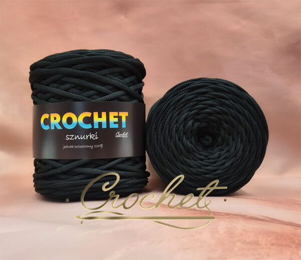 SZNUREK POLIESTROWY PŁASKI 5mm CROCHET – CZARNY 100mb
