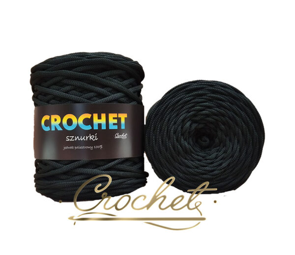 SZNUREK POLIESTROWY PŁASKI 5mm CROCHET – CZARNY 100mb