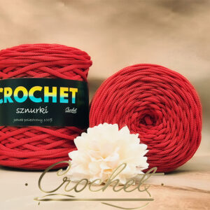 SZNUREK POLIESTROWY PŁASKI 5mm CROCHET – CZERWONY 100mb