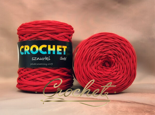 SZNUREK POLIESTROWY PŁASKI 5mm CROCHET – CZERWONY 100mb