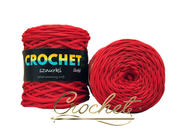 SZNUREK POLIESTROWY PŁASKI 5mm CROCHET – CZERWONY 100mb