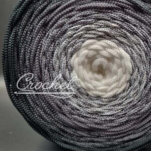 BIAŁY/POPIELATY/CZARNY – 225m sznurek ombre poliestrowy płaski 5mm