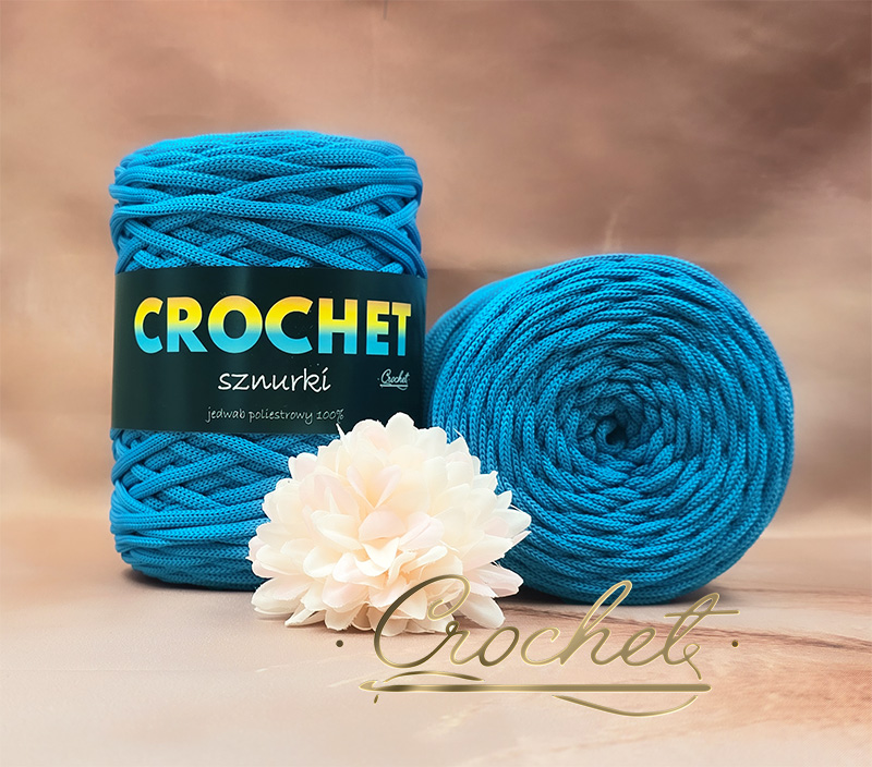 SZNUREK POLIESTROWY PŁASKI 5mm CROCHET – TURKUS 100mb sznurek poliestrowy płaski 5mm pimotki turkus najlepszy sznurek