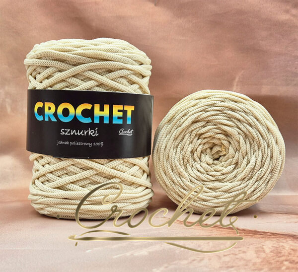 SZNUREK POLIESTROWY PŁASKI 5mm CROCHET – ECRU 100mb !!!INNA PARTIA NIŻ 3 i 2mm!!!