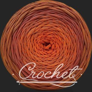 SZNUREK OMBRE POLIESTROWY 5mm – PŁASKI – POMARAŃCZOWY/RUDY/KARMEL 250m CROCHET