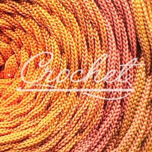 SZNUREK OMBRE POLIESTROWY 5mm – PŁASKI – POMARAŃCZOWY/RUDY/KARMEL 250m CROCHET