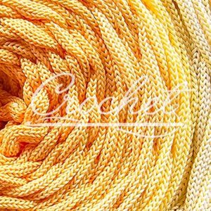 SZNUREK OMBRE POLIESTROWY 5mm – PŁASKI – HERBACIANY RÓŻ/JASNY ŻÓŁTY/ECRU 250m CROCHET