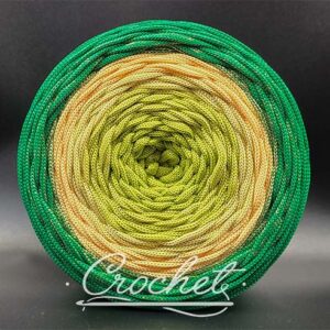 SZNUREK OMBRE POLIESTROWY 5mm – PŁASKI – LIMONKA/JASNY ŻÓŁTY/ZIELONY 240m CROCHET