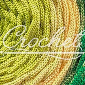 SZNUREK OMBRE POLIESTROWY 5mm – PŁASKI – LIMONKA/JASNY ŻÓŁTY/ZIELONY 240m CROCHET