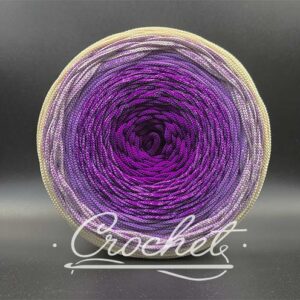 SZNUREK OMBRE POLIESTROWY 5mm – PŁASKI – NASYCONY WRZOS/LAWENDA/ECRU 270m CROCHET