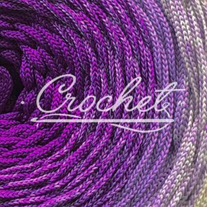 SZNUREK OMBRE POLIESTROWY 5mm – PŁASKI – NASYCONY WRZOS/LAWENDA/ECRU 270m CROCHET