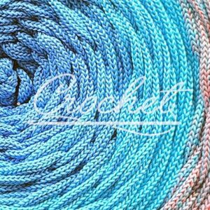 SZNUREK OMBRE POLIESTROWY 5mm – PŁASKI – NIEBIESKI/BŁEKITNY/CUKIERKOWY RÓŻ 265m CROCHET