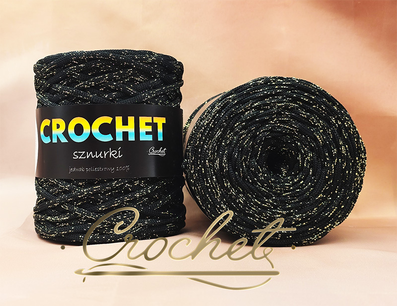 SZNUREK POLIESTROWY PŁASKI LUREX 5mm CROCHET – CZARNY + ZŁOTA NIĆ 100mb SZNUREK POLIESTROWY PŁASKI LUREX 5mm CROCHET - CZARNY + ZŁOTA NIĆ 100mb - obrazek 2