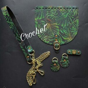 CROCHET ZESTAW MONSTERA – CZARNO ZIELONY OKUCIA ZŁOTE