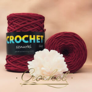 SZNUREK POLIESTROWY PŁASKI 5mm CROCHET – SZKARŁATNY 50mb