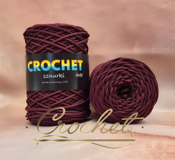 SZNUREK POLIESTROWY OKRĄGŁY 2mm CROCHET – CIEMNA WIŚNIA 100mb
