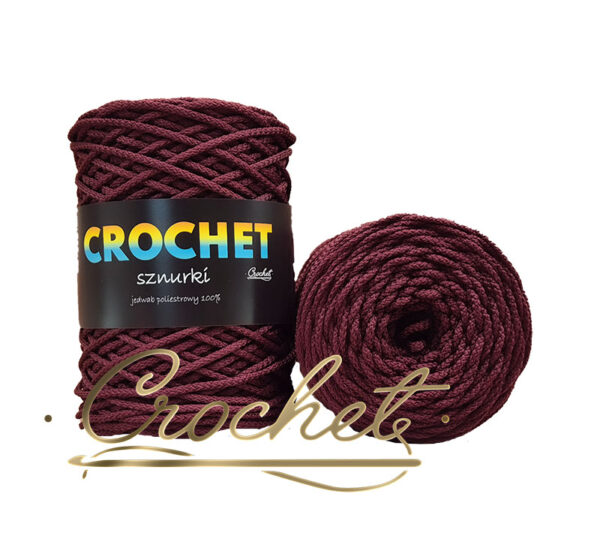 SZNUREK POLIESTROWY OKRĄGŁY 2mm CROCHET – CIEMNA WIŚNIA 100mb