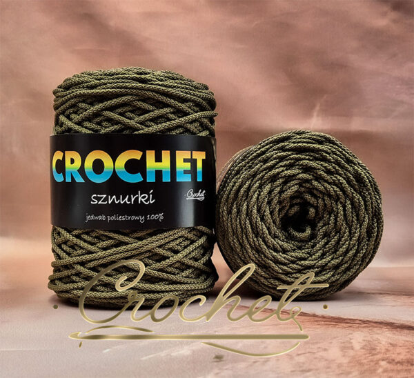 SZNUREK POLIESTROWY OKRĄGŁY 2mm CROCHET- OLIWKA 100mb