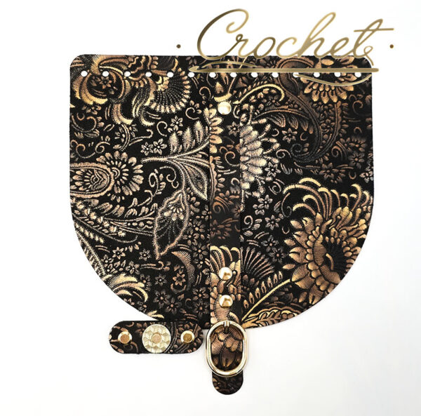 KLAPKA DO TOREBKI WZORKI – CROCHET – ZŁOTY PRINT OKUCIA ZŁOTE  IT DŁUGI PASECZEK