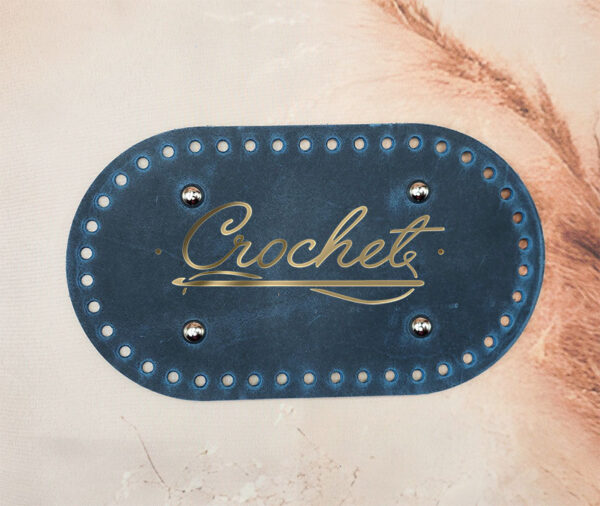 DNO OWALNE ZE STOPKAMI – CROCHET – 12x21cm JEANS OKUCIA SREBRNE