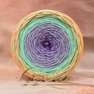 SZNUREK OMBRE POLIESTROWY 5mm PŁASKI – CROCHET – LAWENDA/PASTELOWA MIĘTA/HERBACIANY RÓŻ 265m
