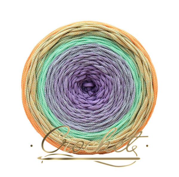 SZNUREK OMBRE POLIESTROWY 5mm PŁASKI – CROCHET – LAWENDA/PASTELOWA MIĘTA/HERBACIANY RÓŻ 265m