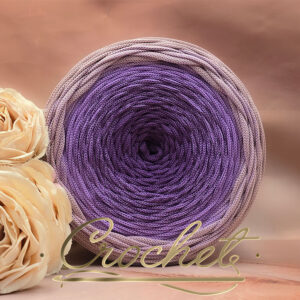 SZNUREK OMBRE POLIESTROWY 5mm PŁASKI – CROCHET – WRZOS/LAWENDA/BRUDNY RÓŻ 245m