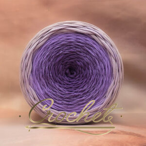 SZNUREK OMBRE POLIESTROWY 5mm PŁASKI – CROCHET – WRZOS/LAWENDA/BRUDNY RÓŻ 245m