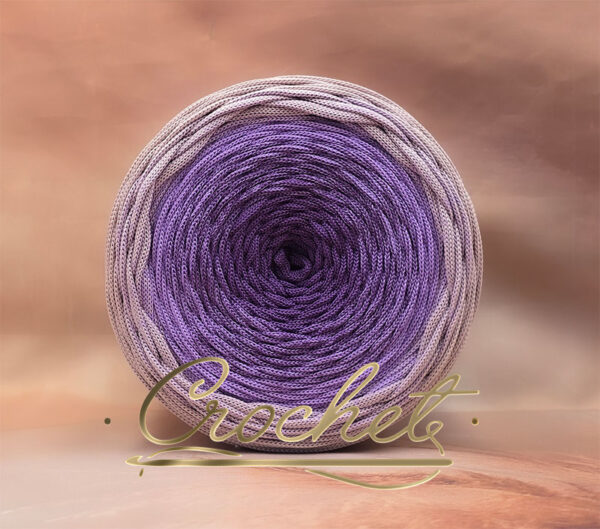 SZNUREK OMBRE POLIESTROWY 5mm PŁASKI – CROCHET – WRZOS/LAWENDA/BRUDNY RÓŻ 245m