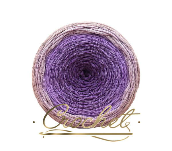 SZNUREK OMBRE POLIESTROWY 5mm PŁASKI – CROCHET – WRZOS/LAWENDA/BRUDNY RÓŻ 245m