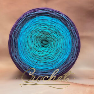 SZNUREK OMBRE POLIESTROWY 5mm – PŁASKI – OCEAN WRZOSU 245m CROCHET