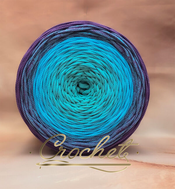 SZNUREK OMBRE POLIESTROWY 5mm – PŁASKI – OCEAN WRZOSU 245m CROCHET