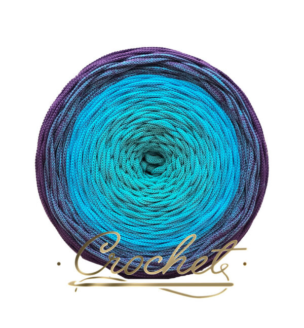 SZNUREK OMBRE POLIESTROWY 5mm – PŁASKI – OCEAN WRZOSU 245m CROCHET