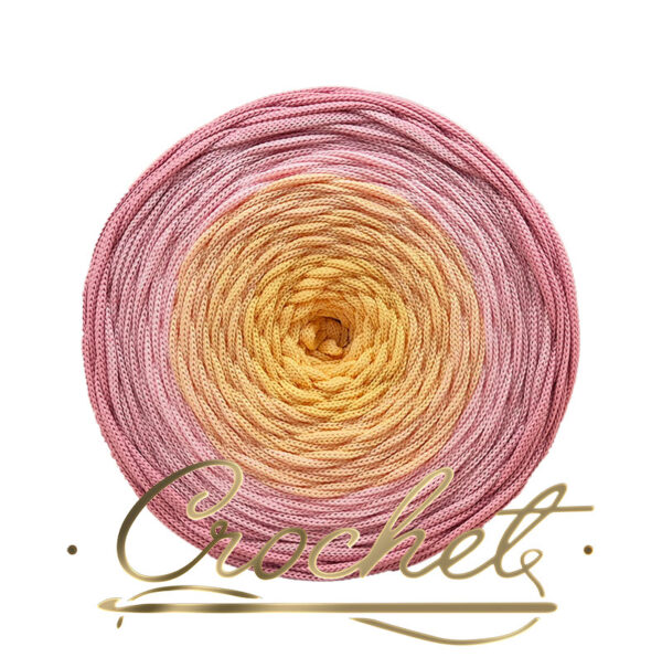 SZNUREK OMBRE POLIESTROWY 5mm PŁASKI – CROCHET – RÓŻOWE SŁONECZKO 240m