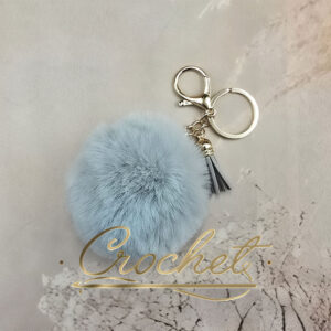POMPON BRELOK DO TOREBKI – JASNY POPIELATY/ZŁOTO CHWOST