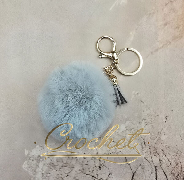 POMPON BRELOK DO TOREBKI – JASNY POPIELATY/ZŁOTO CHWOST