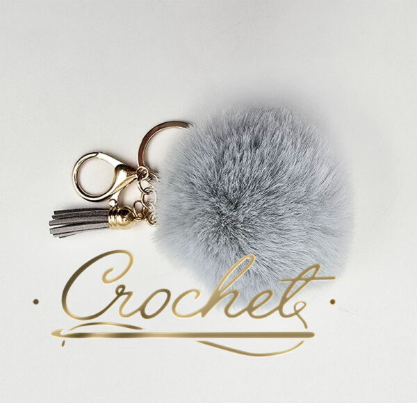 POMPON BRELOK DO TOREBKI – JASNY POPIELATY/ZŁOTO CHWOST
