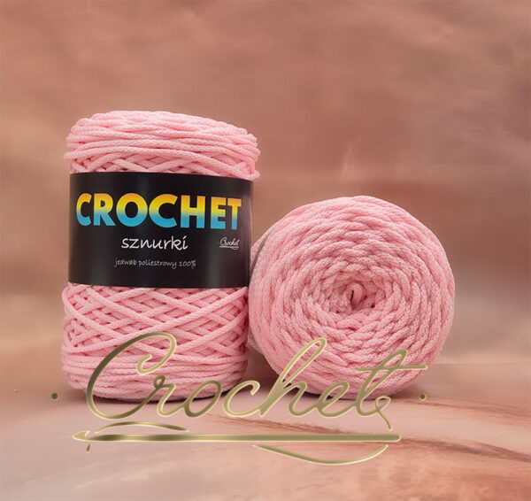 SZNUREK POLIESTROWY OKRĄGŁY 3mm CROCHET – PUDROWY RÓŻ 100mb