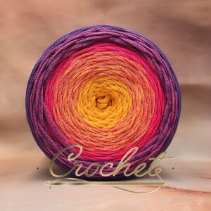 SZNUREK OMBRE POLIESTROWY 5mm PŁASKI – CROCHET – ZACHÓD SŁOŃCA 245m !!!1xłączenie!!!