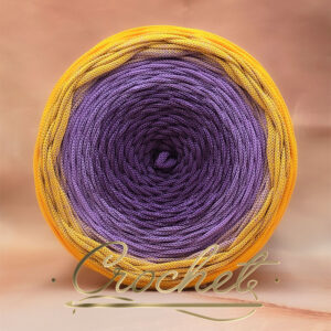 SZNUREK OMBRE POLIESTROWY 5mm – PŁASKI – WRZOS/LAWENDA/SŁONECZNY 240m CROCHET