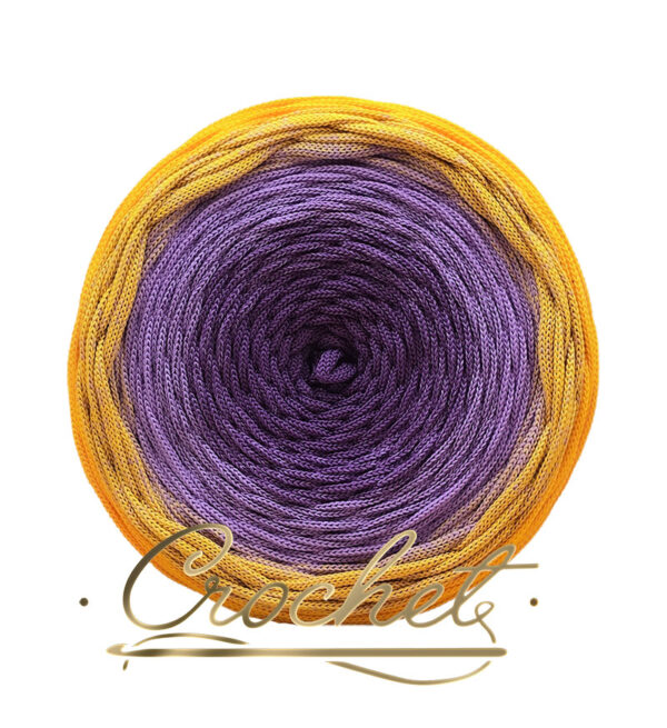 SZNUREK OMBRE POLIESTROWY 5mm – PŁASKI – WRZOS/LAWENDA/SŁONECZNY 240m CROCHET