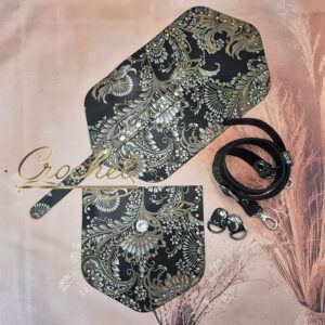 ZESTAW SKÓRZANY BAZA ASTRID – CROCHET – MIEDZIANO SREBRNY PRINT GLAMOUR EDITION