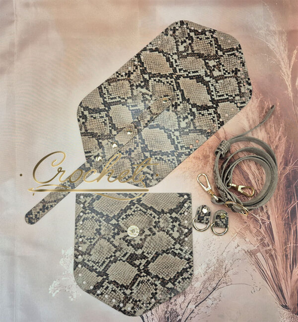 ZESTAW SKÓRZANY BAZA ASTRID – CROCHET – WĄŻ BEIGE EDITION