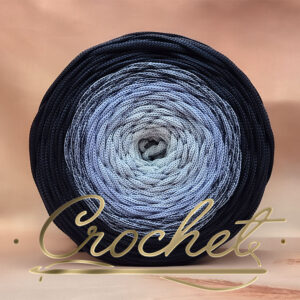 SZNUREK OMBRE POLIESTROWY 5mm PŁASKI – CROCHET – KRÓLEWSKA NOC 200m NAJDŁUŻSZE GRANATOWE PRZEJŚCIE
