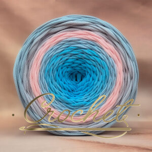 SZNUREK OMBRE POLIESTROWY 5mm – PŁASKI – BŁĘKITNA PERŁA 225m CROCHET