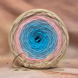 SZNUREK OMBRE POLIESTROWY 5mm PŁASKI – CROCHET – NIEBIAŃSKI POCZĄTEK 245m