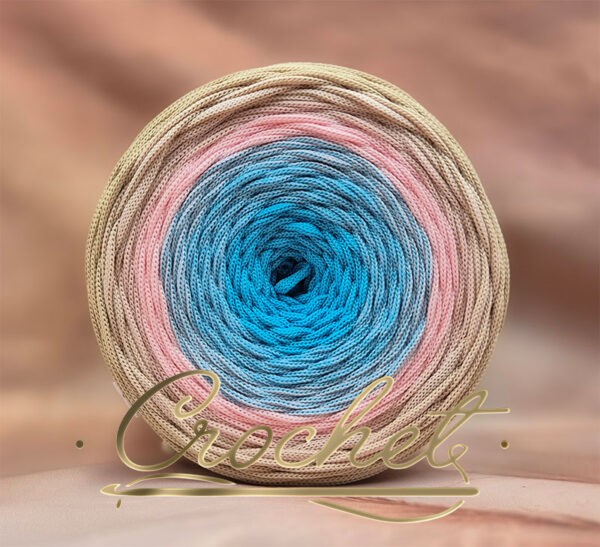 SZNUREK OMBRE POLIESTROWY 5mm PŁASKI – CROCHET – NIEBIAŃSKI POCZĄTEK 245m