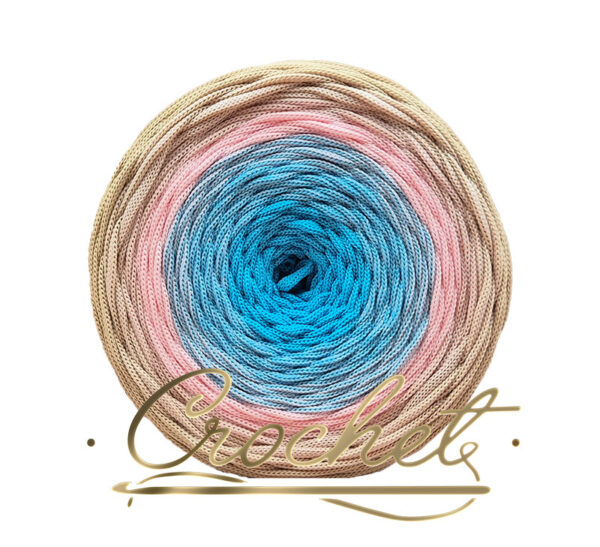 SZNUREK OMBRE POLIESTROWY 5mm PŁASKI – CROCHET – NIEBIAŃSKI POCZĄTEK 245m